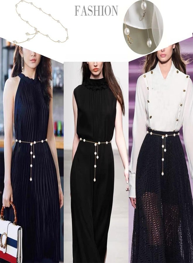 eartif Women Pearl Waist Chain for Dresses Adjustable Belly Chains Belt Gold Pearl Body Chain Accessories for Prom Jewelry Gift (gold) - Image 5